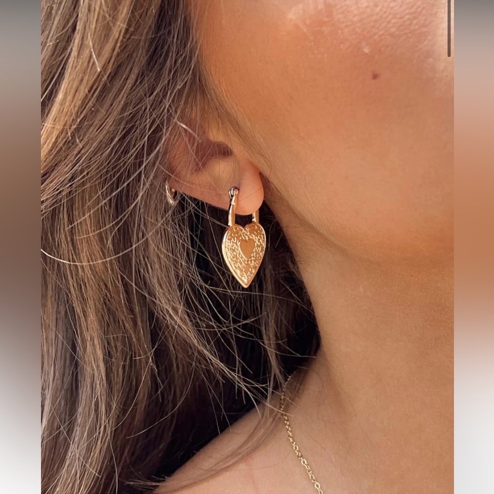 Princess Polly Gold Heart Lock Earrings
